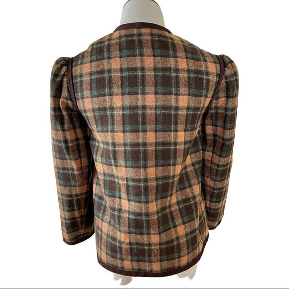 Vintage Vouge Paris Orginal Brown Plaid Blazer Sz S Collegiate Preppy Office EUC - Picture 5 of 10